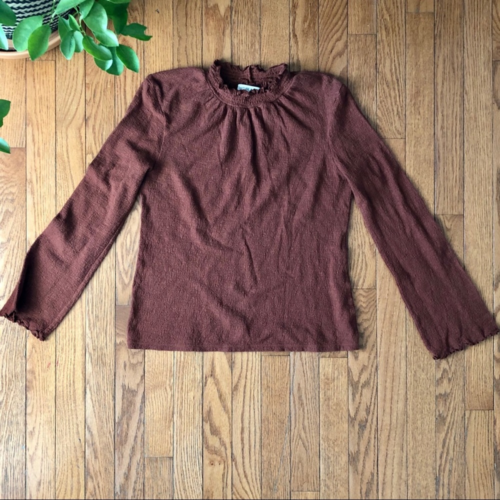 Madewell Texture and Thread Rust Mock neck long sleeve top